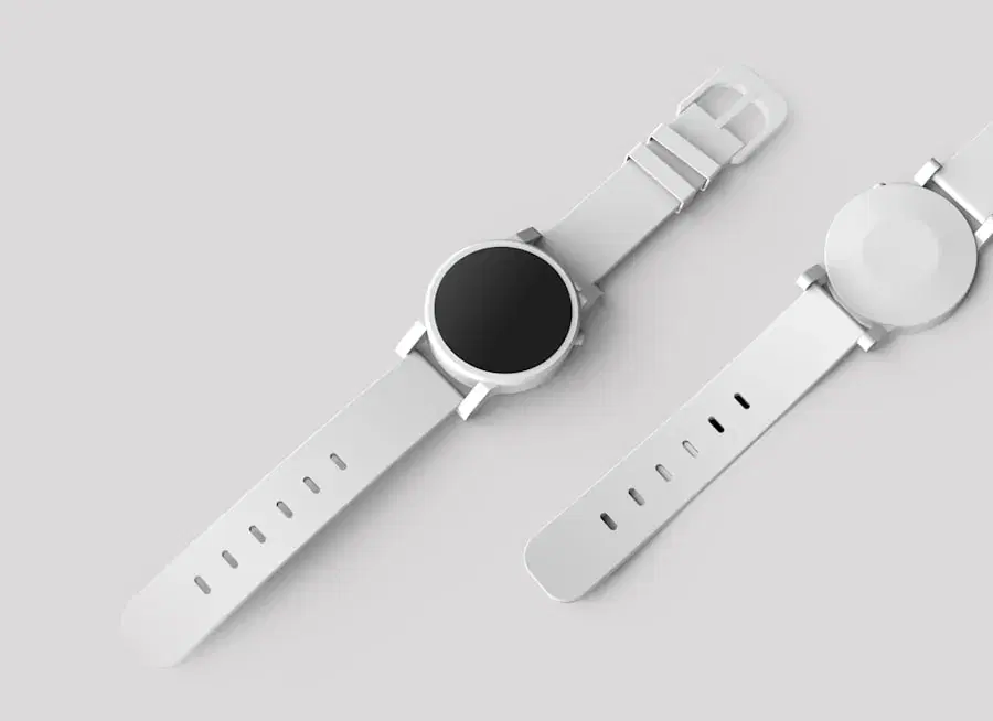 Two white smartwatches